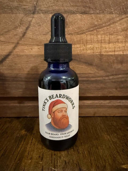The Cookie "Premium Beard Oil 1oz" bottle showcasing male grooming essentials from Tink's Beardworks.